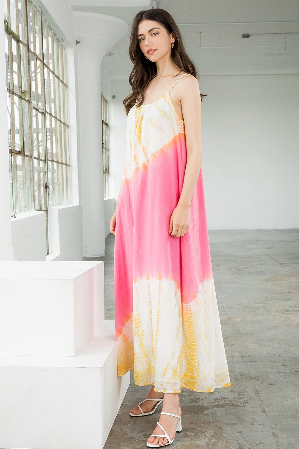 Spaghetti Strap Tie Dye Maxi Dress